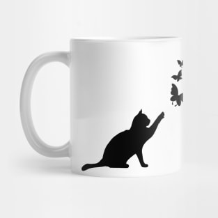 Cute Cat Kitten Animal Playing With Butterflies Mug